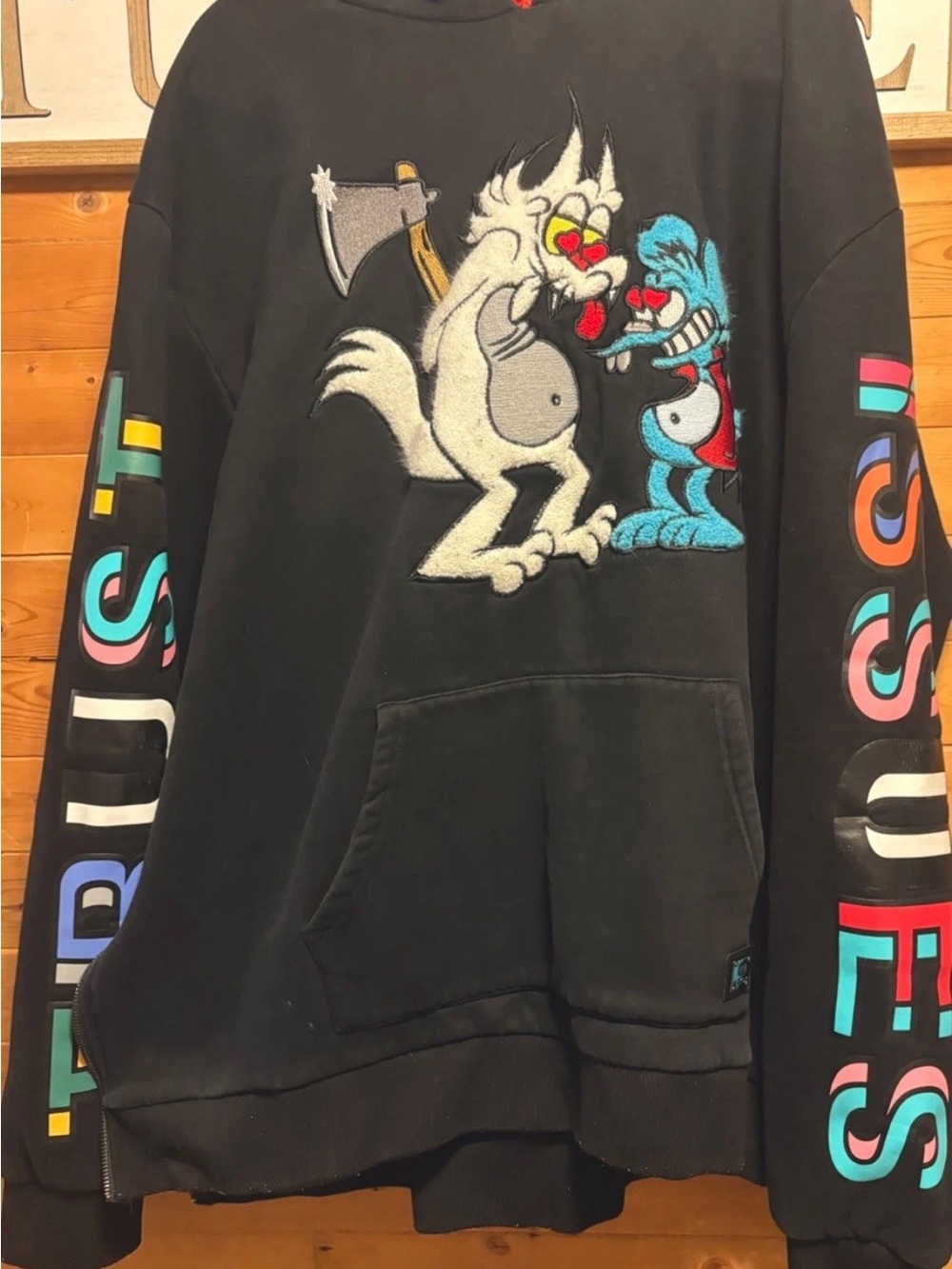 MAKOBI Men's Black Pullover Hoodie "IT'S LIT" Graphic Print Pockets 4XB